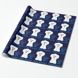 Happy Hanukkah Bichon Frise Menorah Wrapping Paper