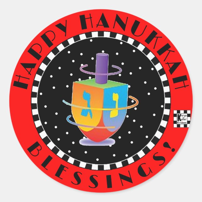 Happy Hanukkah Blessings! Classic Round Sticker (Front)