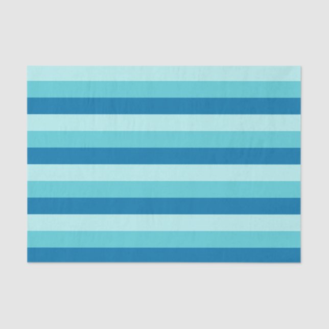 Happy Hanukkah | Blue and Teal Striped Pattern Tissue Paper (Front)