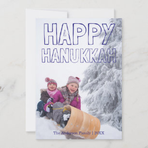 Happy Hanukkah Blue Block - Hanukkah Card