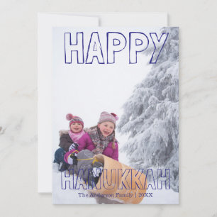 Happy Hanukkah Blue Block - Hanukkah Card