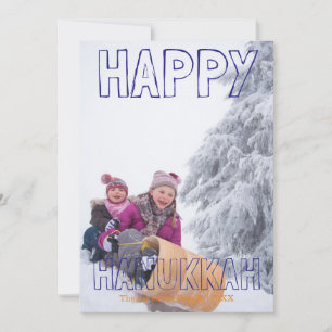 Happy Hanukkah Blue Block - Hanukkah Card