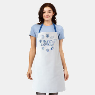 Happy Hanukkah blue white custom cute  Apron