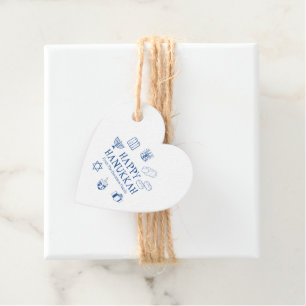 Happy Hanukkah blue white custom family name Favour Tags
