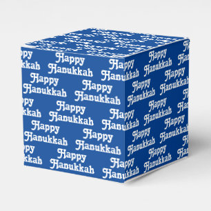 Happy Hanukkah blue white cute typography pattern Favour Box