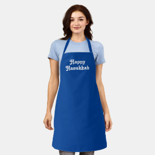 "Happy Hanukkah" blue white Holiday party Apron