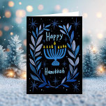Happy Hanukkah Botanical Menorah Watercolor<br><div class="desc">Sweet drawing to wish someone happy hanukkah! Click "edit using design tool" to add your own text. Also available as postcard, flat card or digital download to send instantly via email or text message. Check my shop for more or let me know if you'd like something custom! I can create...</div>