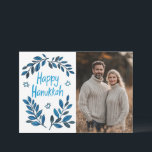 Happy Hanukkah Botanical Watercolor CUSTOM PHOTO<br><div class="desc">Sweet drawing to wish someone happy hanukkah! Click "edit using design tool" to add your own photo and text. Also available as postcard, greeting card, photo cards or digital download to send instantly via email or text message. Check my shop for more or let me know if you'd like something...</div>