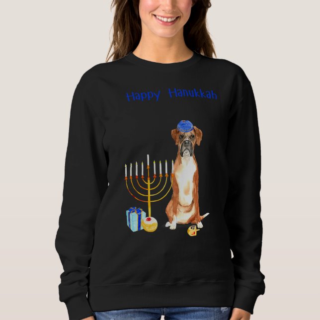 Happy Hanukkah Boxer Jewish Boxer Ugly Sweater Chr (Front)