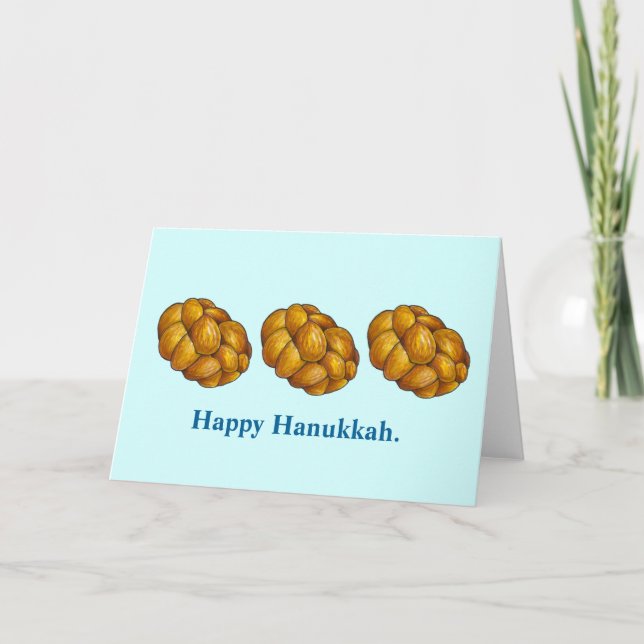 Happy Hanukkah Braided Challah Bread Chanukah Holiday Card (Front)
