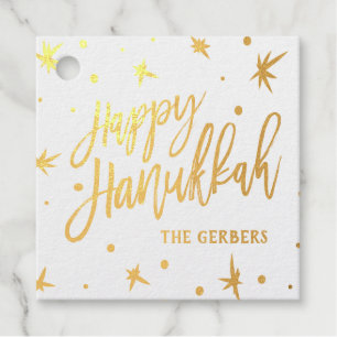 Happy Hanukkah Brush Script Custom Name Favour Tags