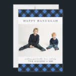 Happy Hanukkah Buffalo Plaid Card for Christmas<br><div class="desc">Personalise this classic blue and black buffalo plaid card with your own greeting and beautiful photos to start spreading joy to your friends and family this holiday season.</div>