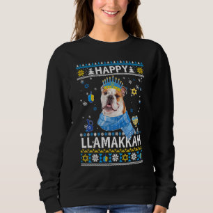 Happy Hanukkah Bulldog Ugly Sweater Christmas Paj