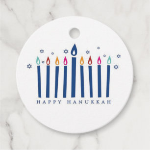 Happy Hanukkah Candles Gift Tags