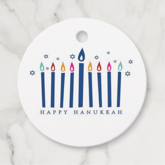 Happy Hanukkah Candles Gift Tags (Front)
