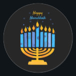 Happy Hanukkah Candles Menorah Jewish Hanukkah Classic Round Sticker<br><div class="desc">Happy Hanukkah Candles Menorah Jewish Hanukkah</div>