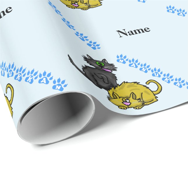 Happy Hanukkah  Cat Gift Wrap (Roll Corner)