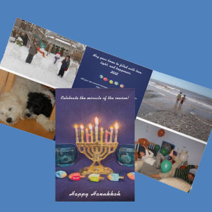 Happy Hanukkah Celebrate Miracle of Season Tri-Fold Holiday Card