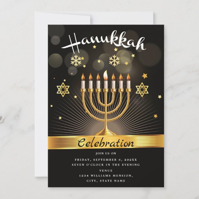 Happy Hanukkah Celebration Party Invitation (Front)