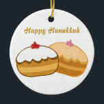 Happy Hanukkah Ceramic Tree Decoration<br><div class="desc">Seasonal Hanukkah Greeting Original Customisable Ornament Design. You may change text fonts,  size and colours,  add or remove text and graphics.</div>