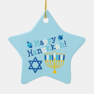 Happy Hanukkah Ceramic Tree Decoration