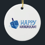 Happy Hanukkah Ceramic Tree Decoration<br><div class="desc">Celebrate Hanukkah with this spinning Dreidel.</div>