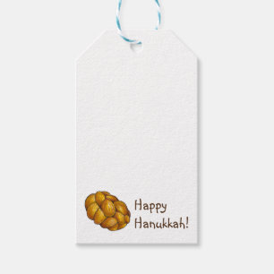 Happy Hanukkah Challah Bread Jewish Holidays Gift Tags