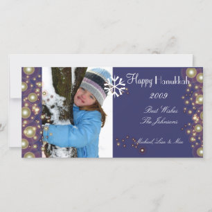 Happy Hanukkah, champagne bubbles photocards Holiday Card