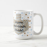 Happy Hanukkah/Chanukah Blue/Brown Star Mug<br><div class="desc">Happy Chanukah/Hanukkah Blue/Brown, Star Mug. Star studded mug for Chanukah/Hanukkah gift giving. Delete "Happy Hanukkah, Daddy! Much love, Amy, Jason, Sammy and Julia" and replace with your words. Customise by using your favourite font style, size, colour and wording to personalise mug! Enjoy and Happy Chanukah/Hanukkah! Thanks for stopping and shopping...</div>