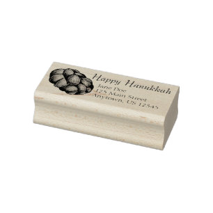 Happy Hanukkah Chanukah Challah Bread Loaf Address Rubber Stamp