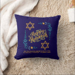HAPPY HANUKKAH Chanukah Cushion<br><div class="desc">Stylish HAPPY HANUKKAH Chanukah Throw Pillow, with CUSTOMIZABLE TEXT, especially designed with the Star of David, corner embroidery and descriptive typography. The Scripture verse at the bottom is CUSTOMIZABLE so you can add your personalised message, eg. your name, family name or organisation's name. This Hanukkah Throw Pillow would be a...</div>