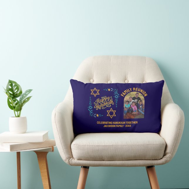 HAPPY HANUKKAH Chanukah Custom Photo  Lumbar Cushion (Chair)