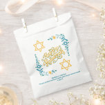 HAPPY HANUKKAH Chanukah Favour Bags<br><div class="desc">Stylish HAPPY HANUKKAH Chanukah Favour Bag, with CUSTOMIZABLE TEXT, especially designed with the Star of David, corner embroidery and descriptive typography. The Scripture verse at the bottom is CUSTOMIZABLE so you can add your personalised message, eg. your name or organisation's name. This Hanukkah Favour Bag would be a great way...</div>
