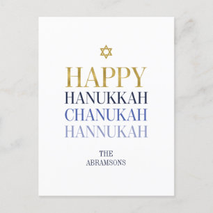 Happy Hanukkah Chanukah Holiday Postcard