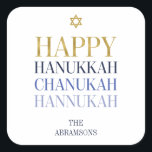 Happy Hanukkah Chanukah Holiday Sticker<br><div class="desc">Faux simulated gold foil design is incorporated in this design. Personalise the custom text above. You can find additional coordinating items in our "Happy Hanukkah Chanukah" collection.</div>