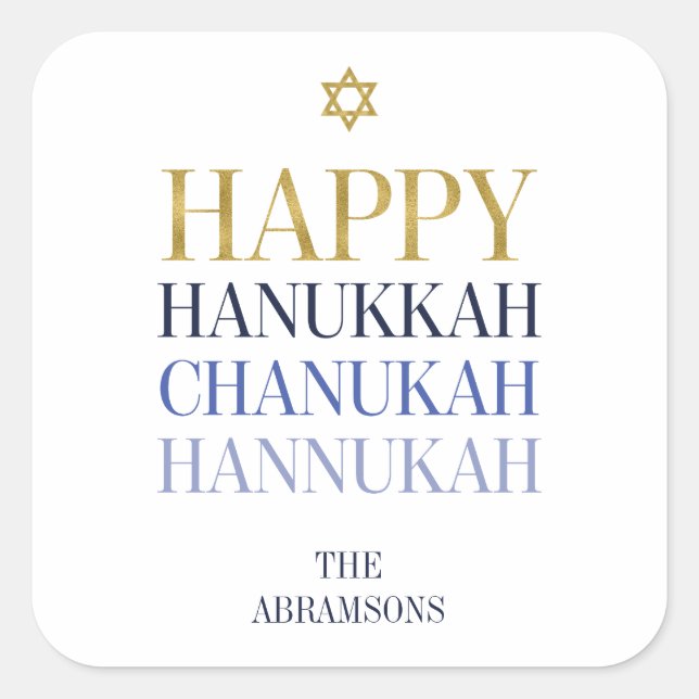 Happy Hanukkah Chanukah Holiday Sticker (Front)