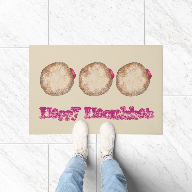 Happy Hanukkah Chanukah Jelly Doughnut Doughnut Fo Doormat (Indoor)