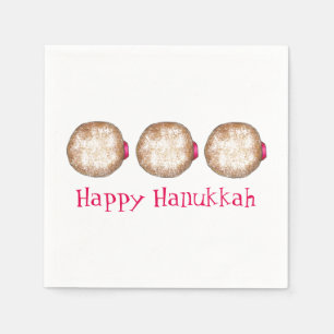Happy Hanukkah Chanukah Jelly Doughnut Sufganiyah Napkin