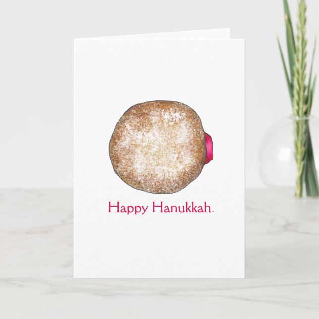 Happy Hanukkah Chanukah Jelly Doughnut Sufganiyot Holiday Card (Front)