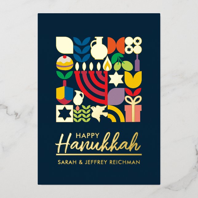 Happy Hanukkah / Chanukah Jewish Greeting Foil  (Front)