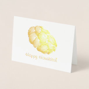 Happy Hanukkah Chanukah Jewish Holidays Challah Foil Card