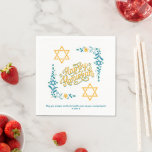 HAPPY HANUKKAH Chanukah Napkin<br><div class="desc">Stylish HAPPY HANUKKAH Chanukah Paper Party Napkins, with CUSTOMIZABLE TEXT, especially designed with the Star of David, corner embroidery and descriptive typography. The Scripture verse at the bottom is CUSTOMIZABLE so you can add your personalised message, eg. your name, family name or organisation's name. These Hanukkah Napkins would be a...</div>