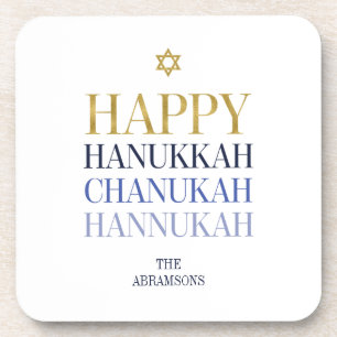 Happy Hanukkah Chanukah Plastic Coasters Set of 6