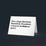 happy hanukkah chanukkah spelling funny holiday card<br><div class="desc">happy hanukkah chanukkah spelling funny</div>