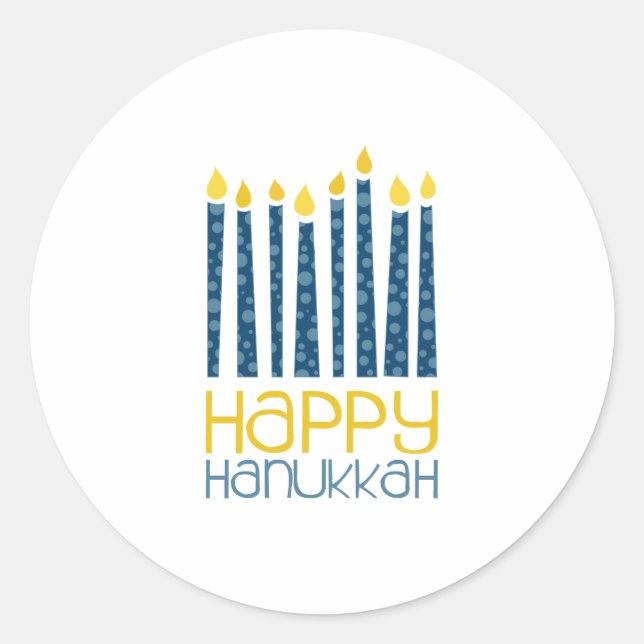 Happy Hanukkah Classic Round Sticker (Front)
