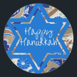 Happy Hanukkah Classic Round Sticker<br><div class="desc">Contemporary Hanukkah card.</div>