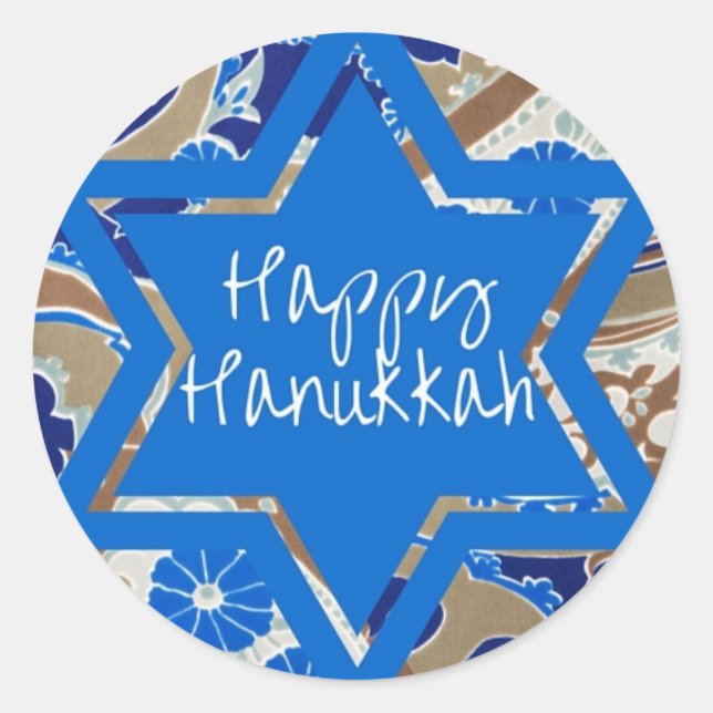 Happy Hanukkah Classic Round Sticker (Front)