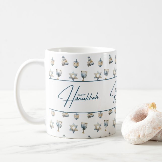 Happy Hanukkah Coffee Mug (With Donut)