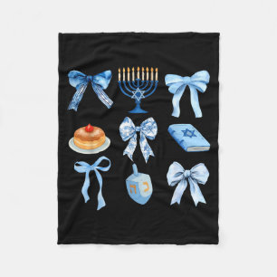 Happy Hanukkah Coquette Bow Chanukah Jewish Women  Fleece Blanket