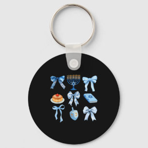 Happy Hanukkah Coquette Bow Chanukah Jewish Women  Key Ring